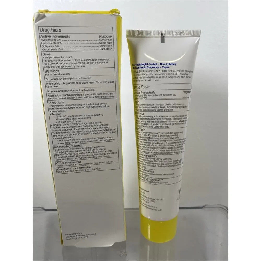 Supergoop! Unseen Sunscreen Body SPF 40 3.4 oz 1/28 Sealed